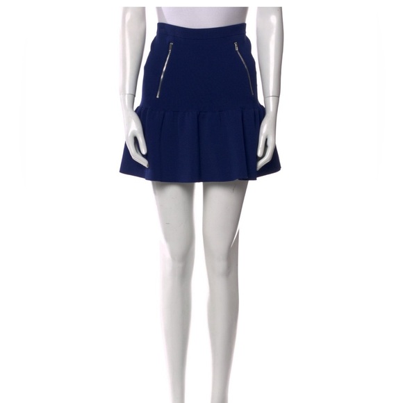 Sandro Paris Blue Ruffled Knit Mini Skirt Size 3 - Picture 1 of 5